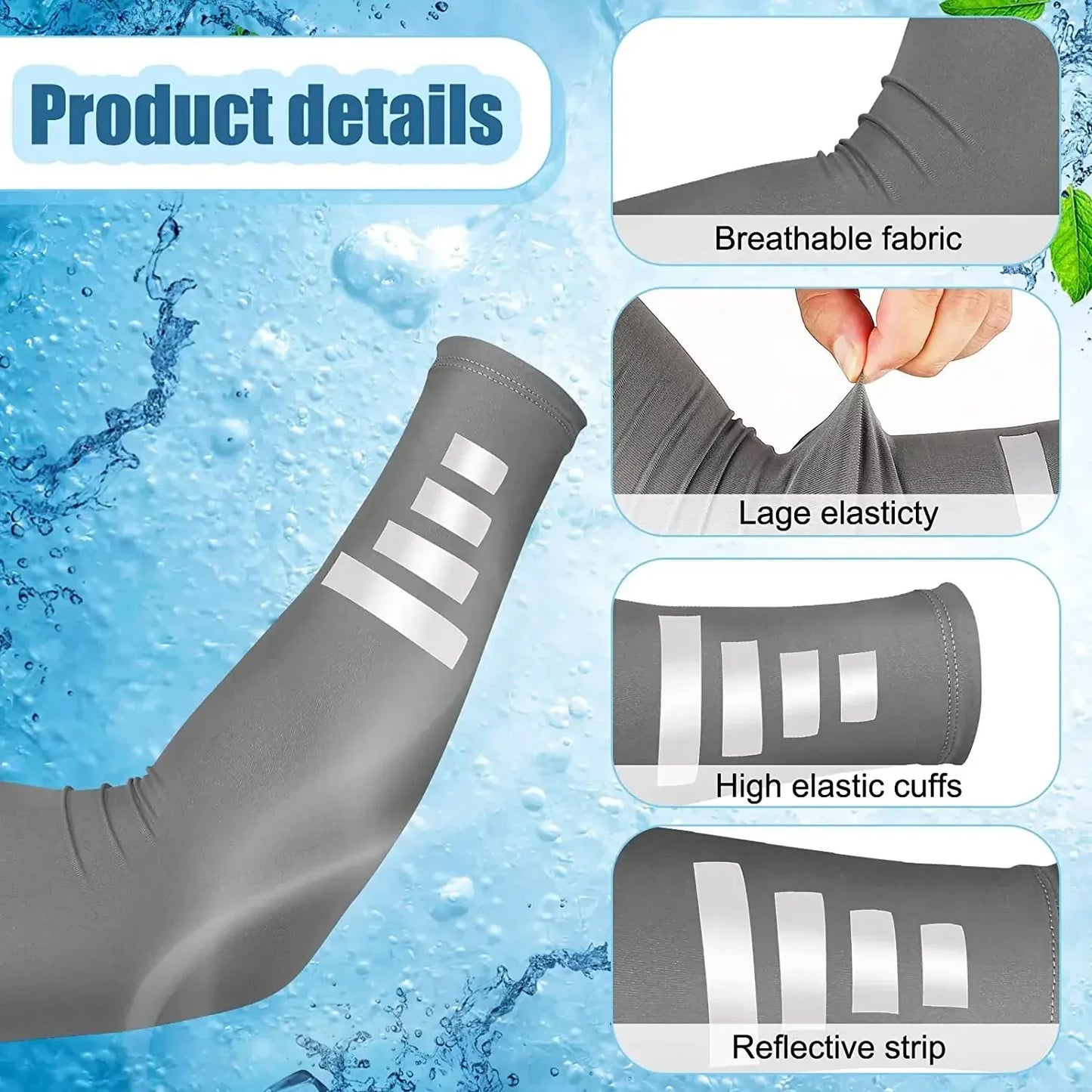 Lot de deux manchettes anti-UV respirantes-fonction Quick Dry. Idéal pour le sport et les activités en plein air.