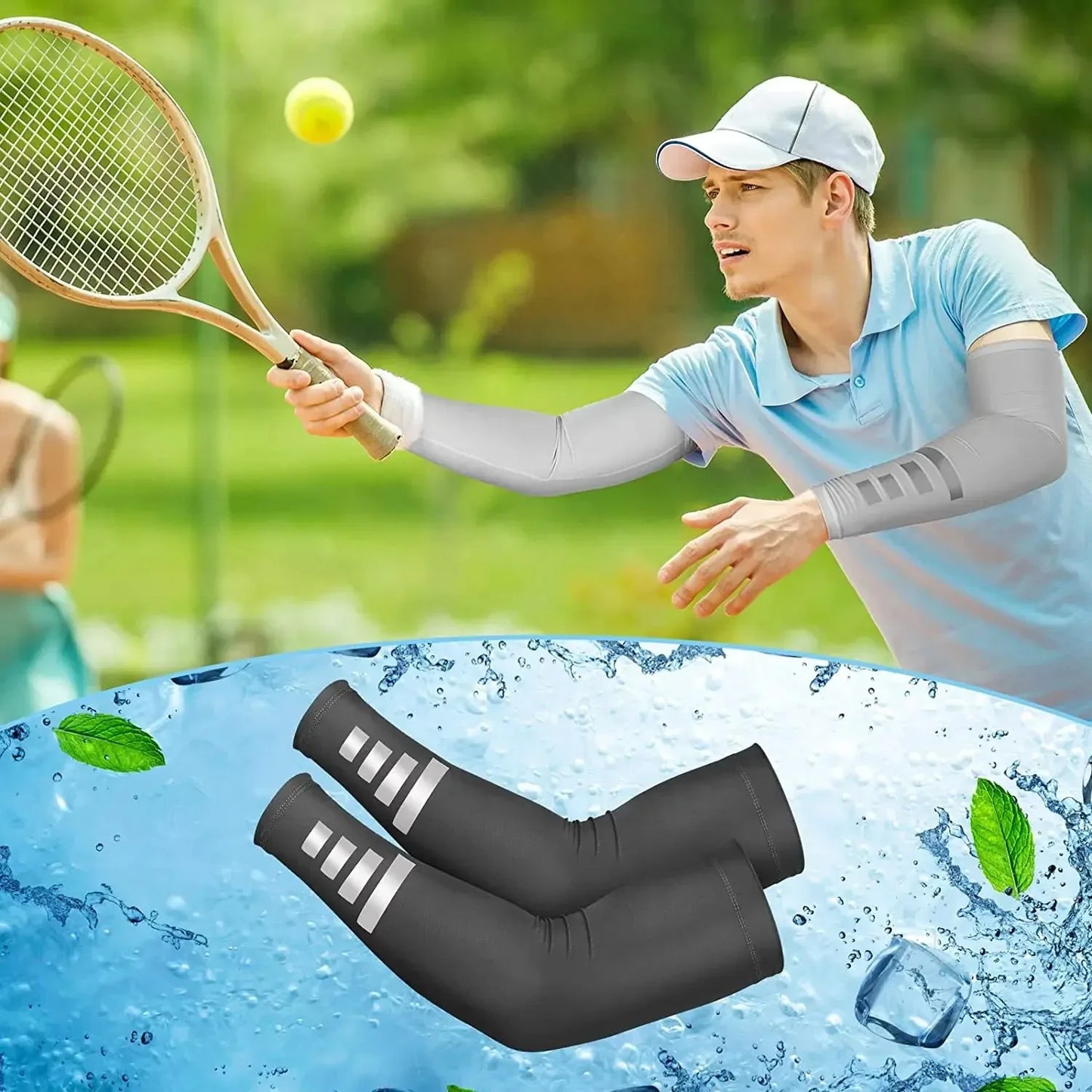 Lot de deux manchettes anti-UV respirantes-fonction Quick Dry. Idéal pour le sport et les activités en plein air.